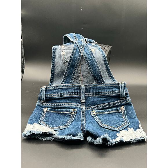 Girls Jordache w Lace Crochet Spring Summer Denim Overall Shorts Size xs 4-5 - Picture 7 of 8